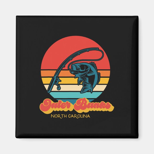 North Carolina Walleye Fish Retro Obx Outer Banker Magnet (Framsidan)