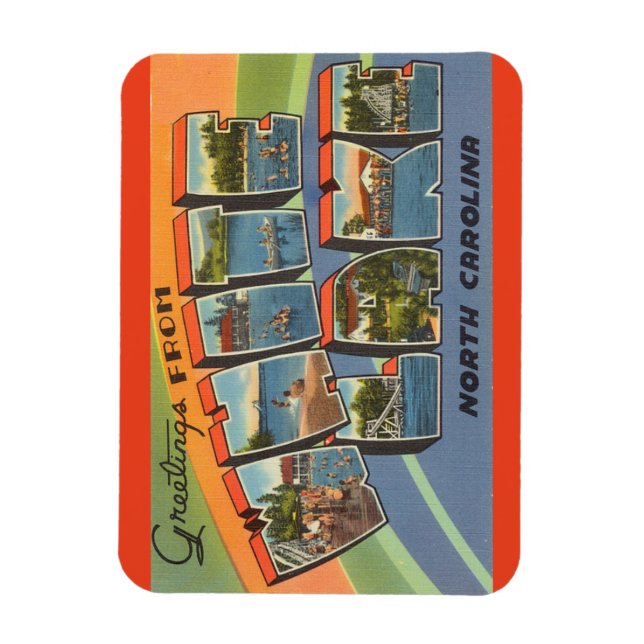 North Carolina, White Sjö Magnet (Vertikal)
