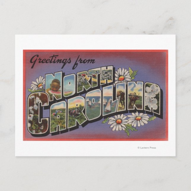North CarolinaLarge Brev Scenes Vykort (Framsida)