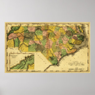 North CarolinaPanoramic Karta Poster