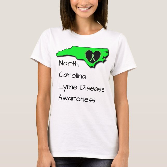 North Caroline Lyme Disease Medvetenhet T-shirt (Framsida)