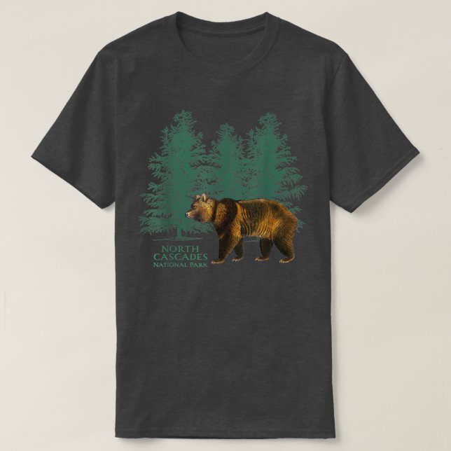 North Cascade nationalparken Washington Bear Träd T Shirt (Design framsida)