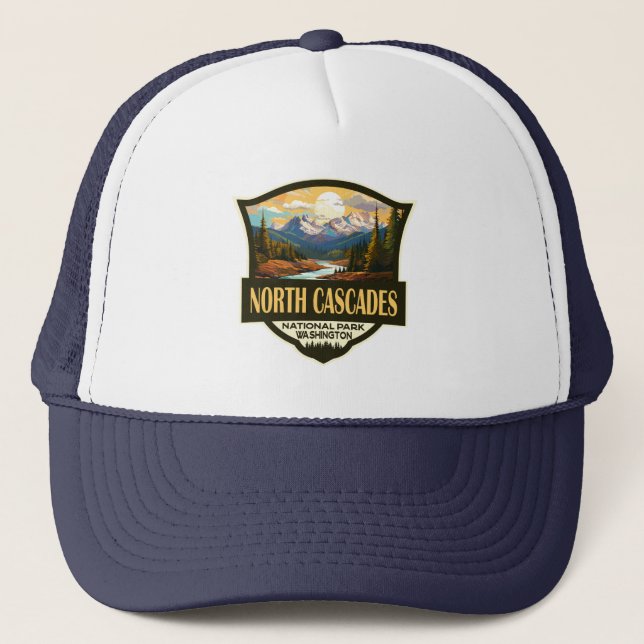 North Cascades National Park Illustration Travel Keps (Framsida)