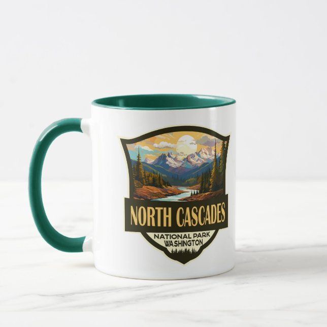 North Cascades National Park Illustration Travel Mugg (Vänster)