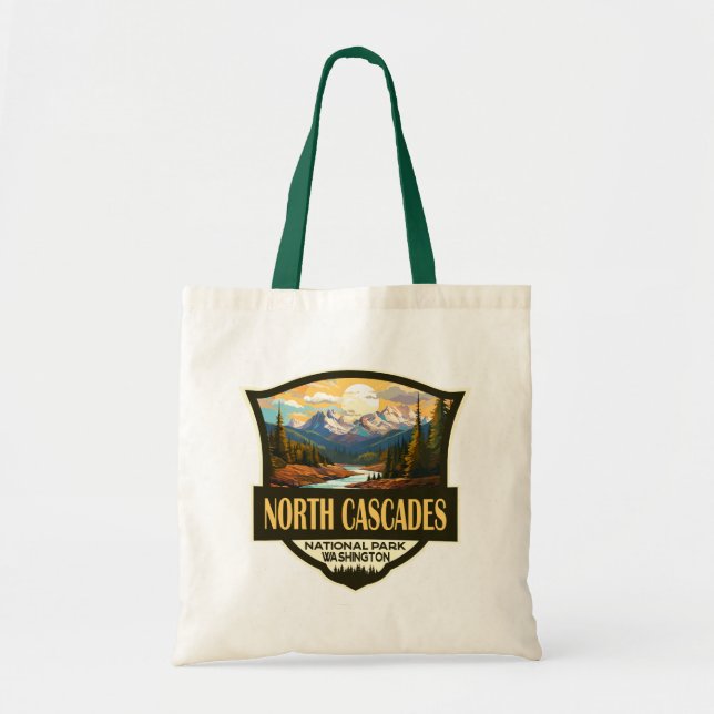 North Cascades National Park Illustration Travel Tygkasse (Framsidan)