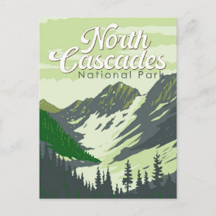 North Cascades National Park Illustration Travel Vykort