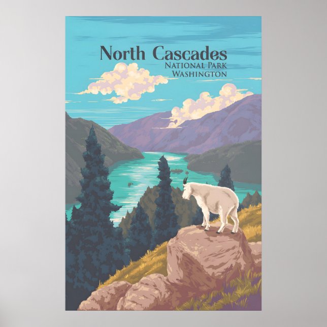 North Cascades National Park Reseskylt Poster (Framsidan)