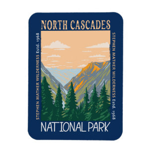 North Cascades National Park Vintage Distress Magnet