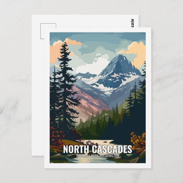 North Cascades National Park Washington USA Vykort (Fram/baksida)