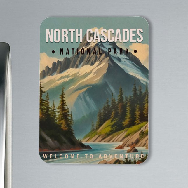 North Cascades National Park Washington Vintage Magnet (Skapare uppladdad)