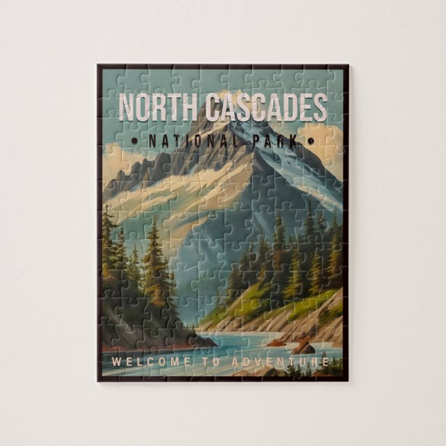North Cascades National Park Washington Vintage Pussel (Vertikal)