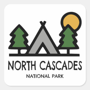 North Cascades nationalpark Fyrkantigt Klistermärke