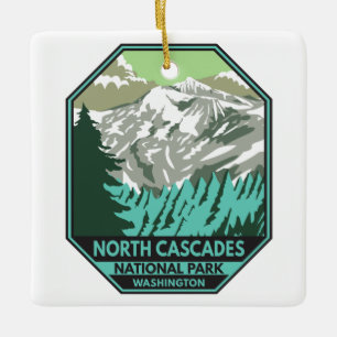 North Cascades nationalpark Goode Mountain Retro Julgransprydnad Keramik