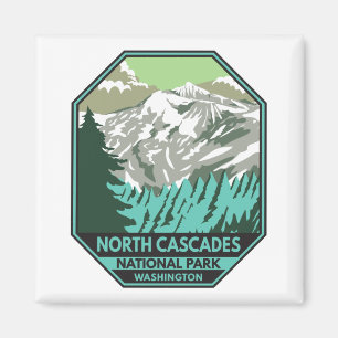 North Cascades nationalpark Goode Mountain Retro Magnet