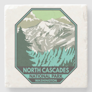 North Cascades nationalpark Goode Mountain Retro Stenunderlägg