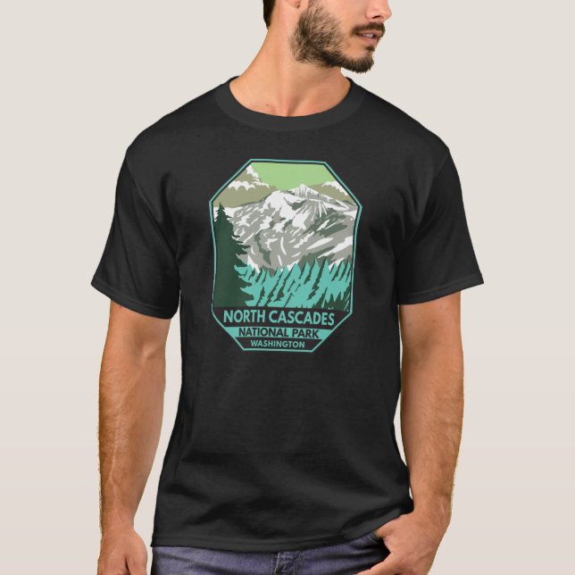 North Cascades nationalpark Goode Mountain Retro T Shirt (Framsida)