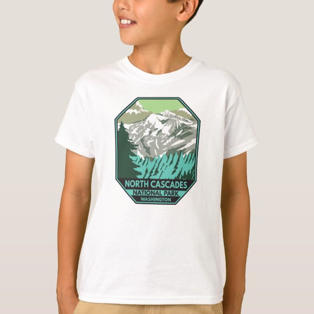 North Cascades nationalpark Goode Mountain Retro T Shirt (Framsida)