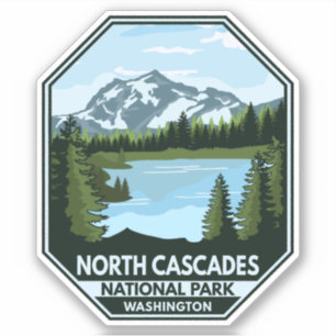 North Cascades nationalpark Minimal Retro Emblem Klistermärken