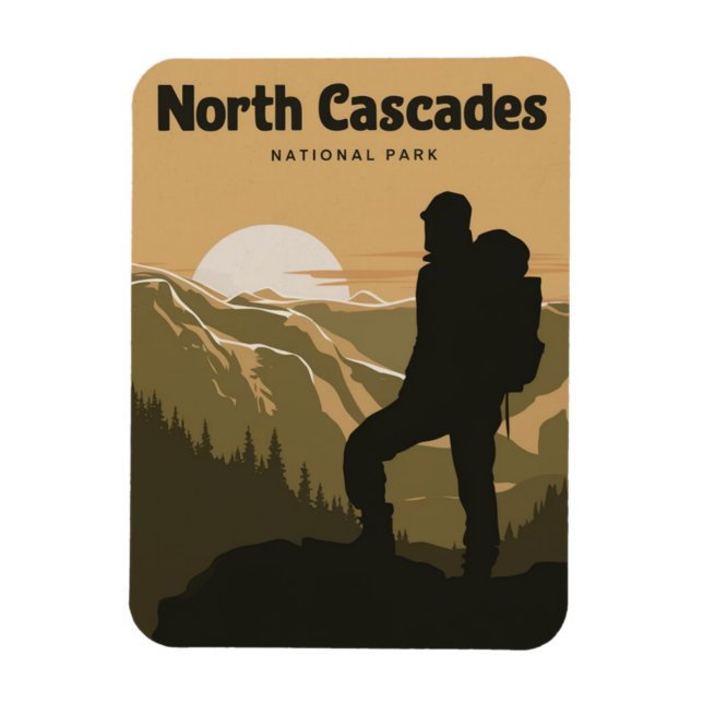 North Cascades nationalpark - ompackning Magnet (Vertikal)