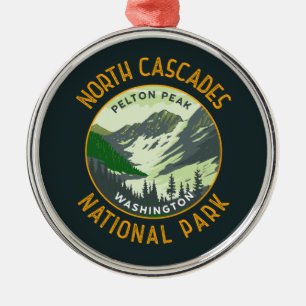 North Cascades nationalpark Retro Art Distress Julgransprydnad Metall