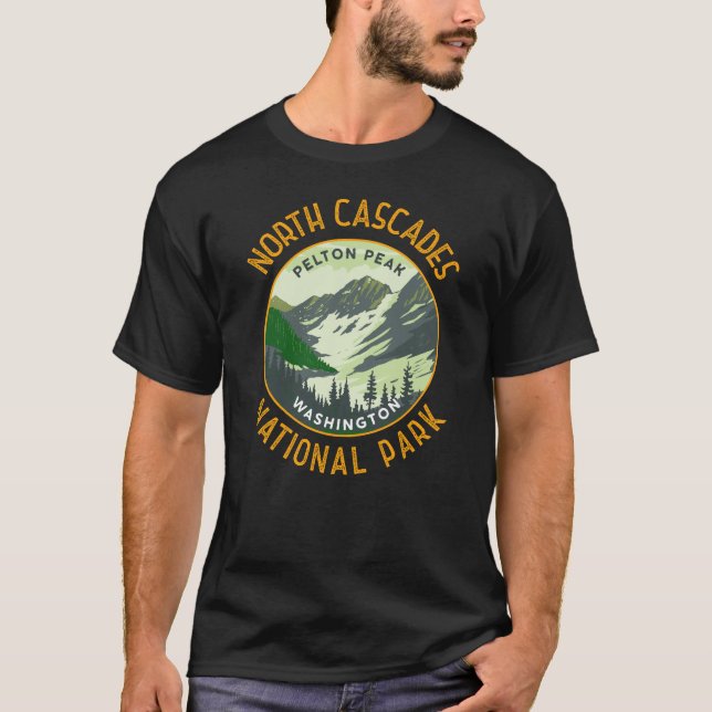 North Cascades nationalpark Retro Art Distress T Shirt (Framsida)