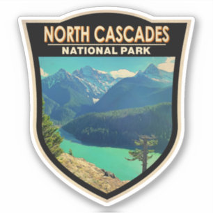 North Cascades nationalpark Washington Watercolor Klistermärken