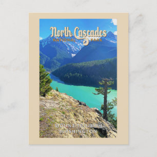 North Cascades nationalpark Washington Watercolor Vykort