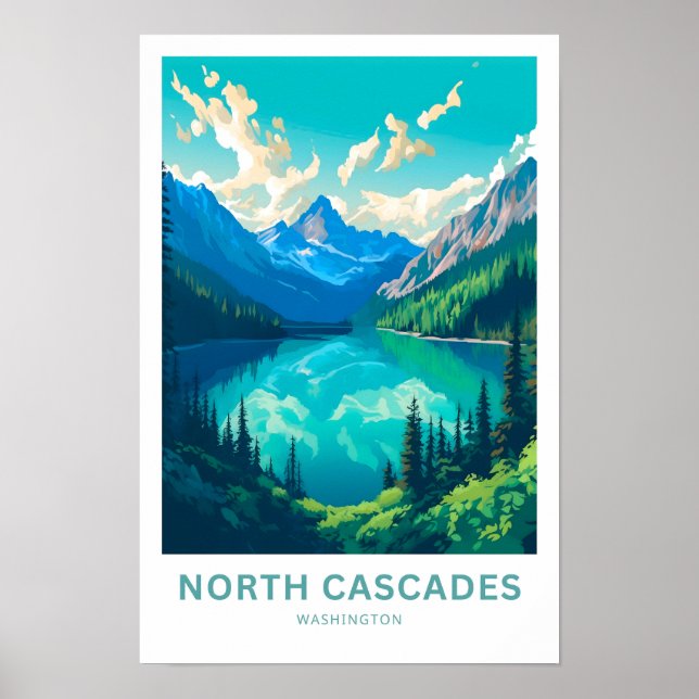 North Cascades Washington Travel Skriv ut Poster (Framsidan)