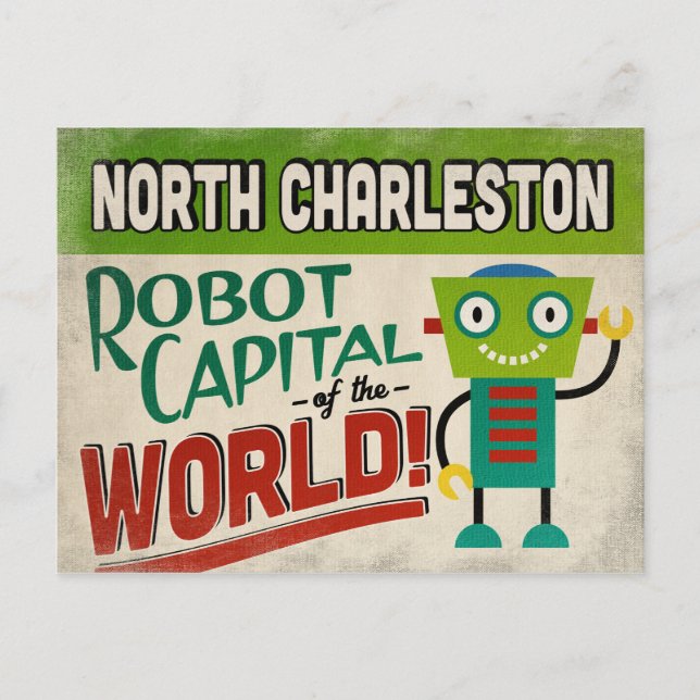 North Charleston South Carolina Robot - Funny Vykort (Framsida)