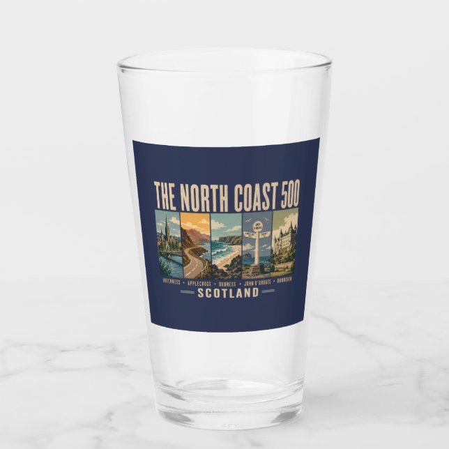 North Coast 500 Scotland Landmarks Illustration Glaskopp (Framsida)
