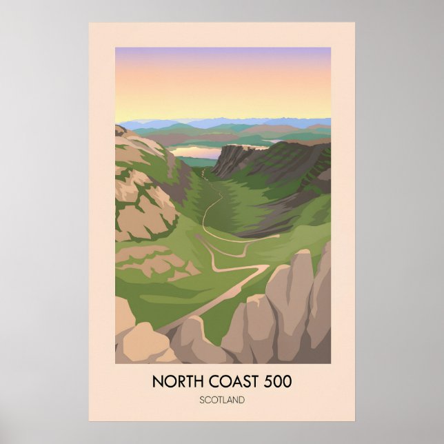 North Coast 500 Skottland Bealach na Bà Resa Poster (Framsidan)