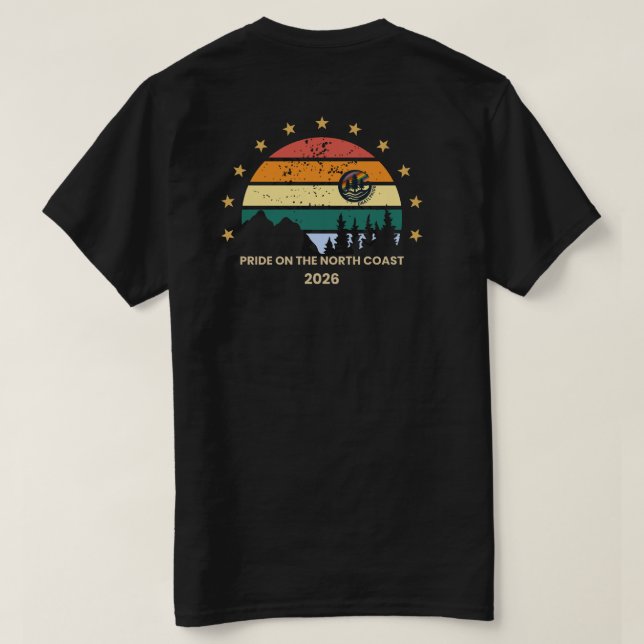 North Coast Pride Retro Solnedgångströja T Shirt (Design baksida)