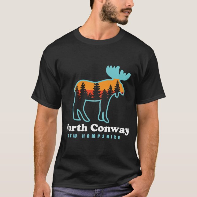 North Conway New Hampshire Moose Mountains  T Shirt (Framsida)
