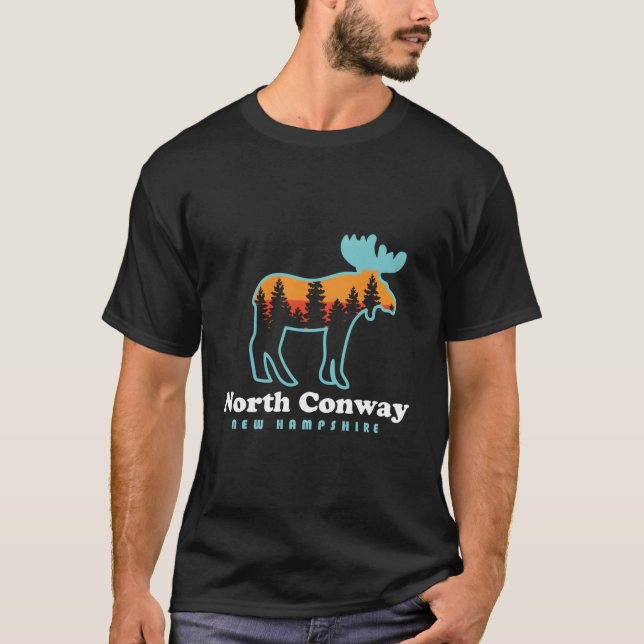 North Conway New Hampshire Moose Mountains T Shirt (Framsida)
