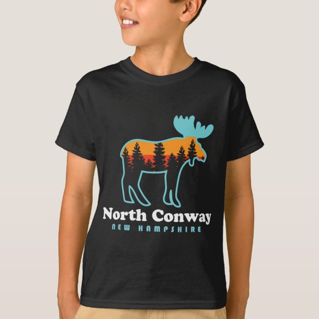 North Conway New Hampshire Moose Mountains  T Shirt (Framsida)