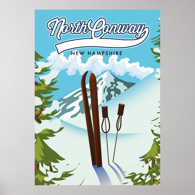 North Conway New Hampshire, till ski Poster (Framsidan)