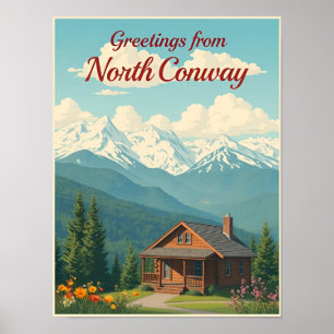 North Conway, New Hampshire – Vita bergen Poster