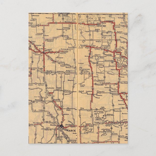 North Dakota 2 Vykort (Framsida)