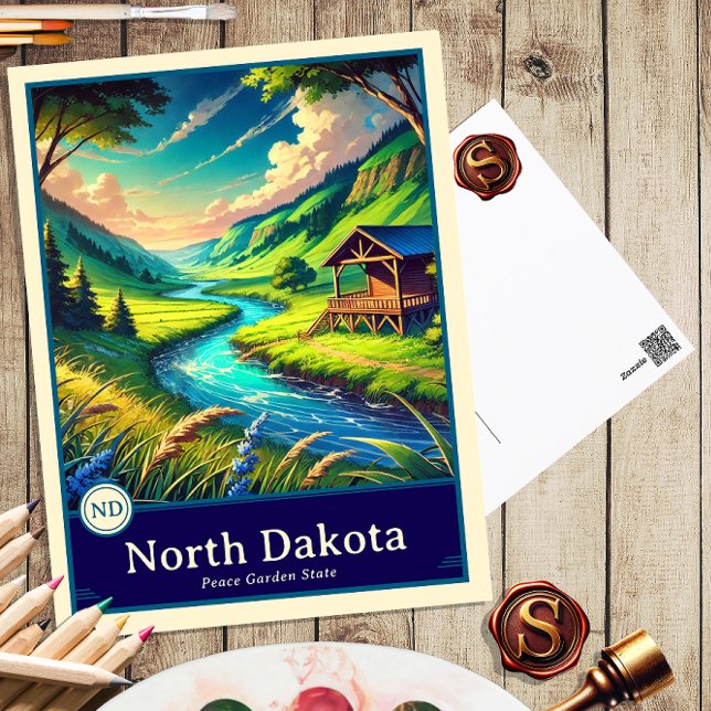 North Dakota | Anime Stil Cel Shaded-vykort Vykort (Skapare uppladdad)