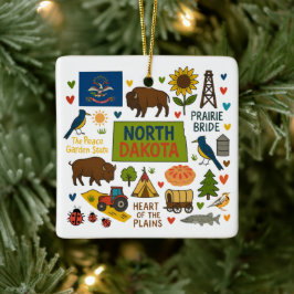 North Dakota Anpassad Familjeresa Jul Julgransprydnad Keramik