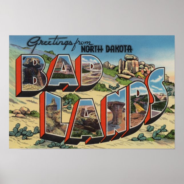 North Dakota - Badlands - Large Brev Scenes Poster (Framsidan)