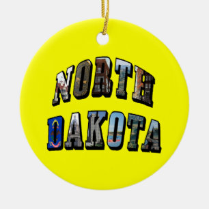 North Dakota Bild Text Julgransprydnad Keramik