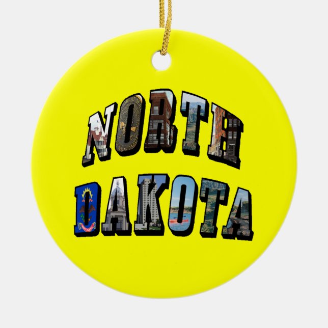 North Dakota Bild Text Julgransprydnad Keramik (Framsidan)