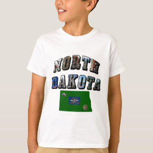 North Dakota Bild Text, Karta, Statlig flagga Barn Tröja