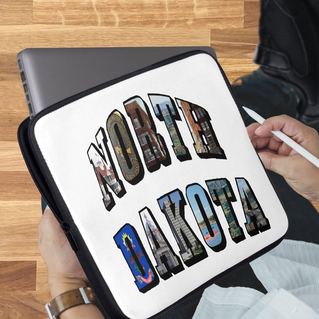 North Dakota Bild Text Laptop Sleeve (North Dakota Picture Text Laptop Sleeve)
