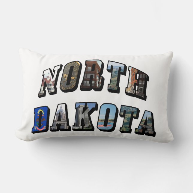 North Dakota Bild Text Lumbarkudde (Framsida)