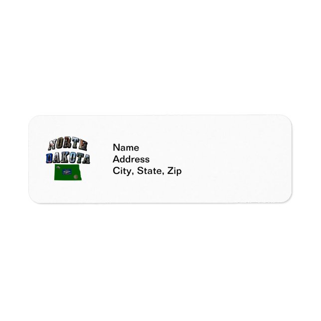 North Dakota Bild Text Returadress Etikett (Framsidan)