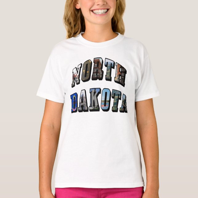 North Dakota Bild Text T Shirt (Framsida)