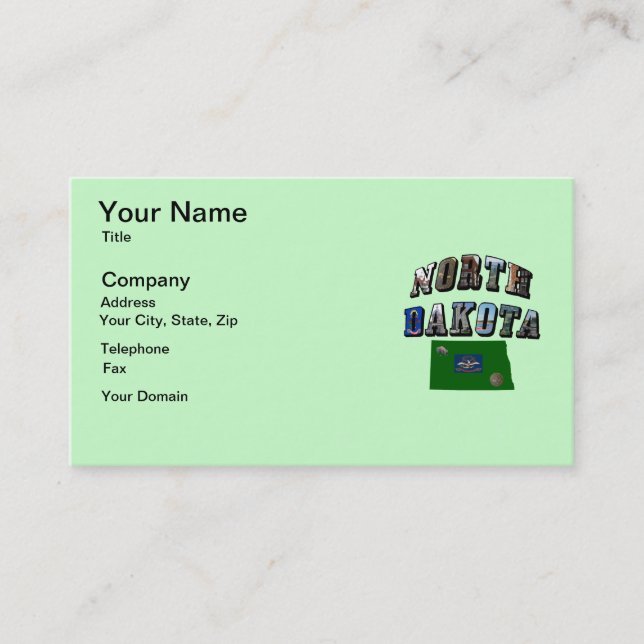 North Dakota Bild Text Visitkort (Framsida)