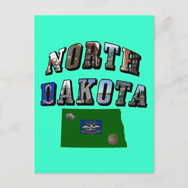 North Dakota Bild Text Vykort (Framsida)